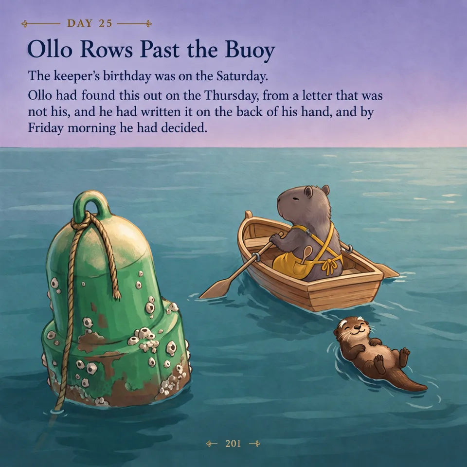 Day 25 — Ollo Rows Past the Buoy