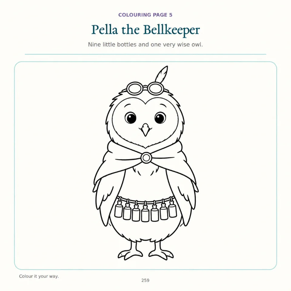 Colouring page: Pella the Bellkeeper
